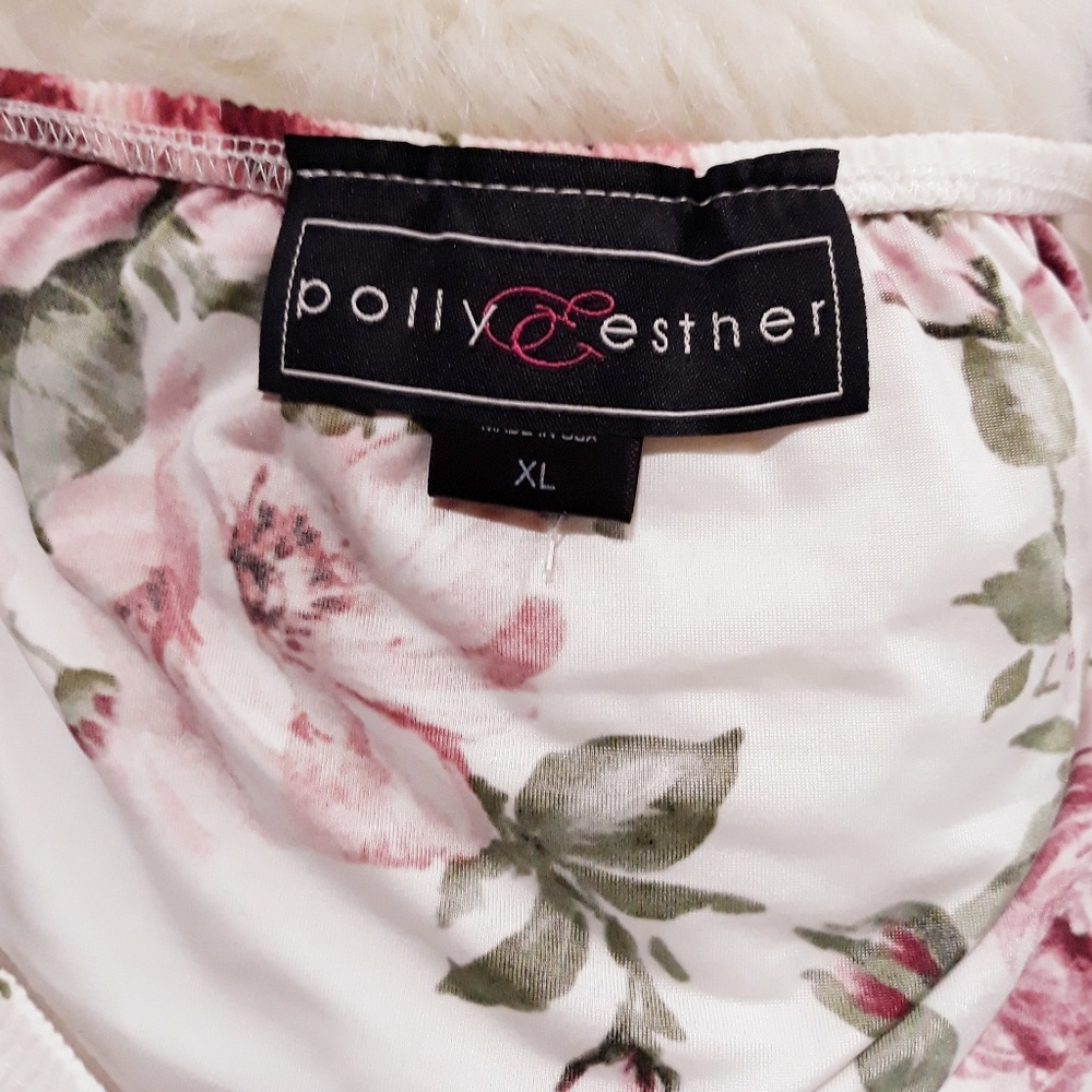POLLY & ESTHER Off Shoulder Bell Sleeve Floral Blouse Top EUC - Picture 6 of 9